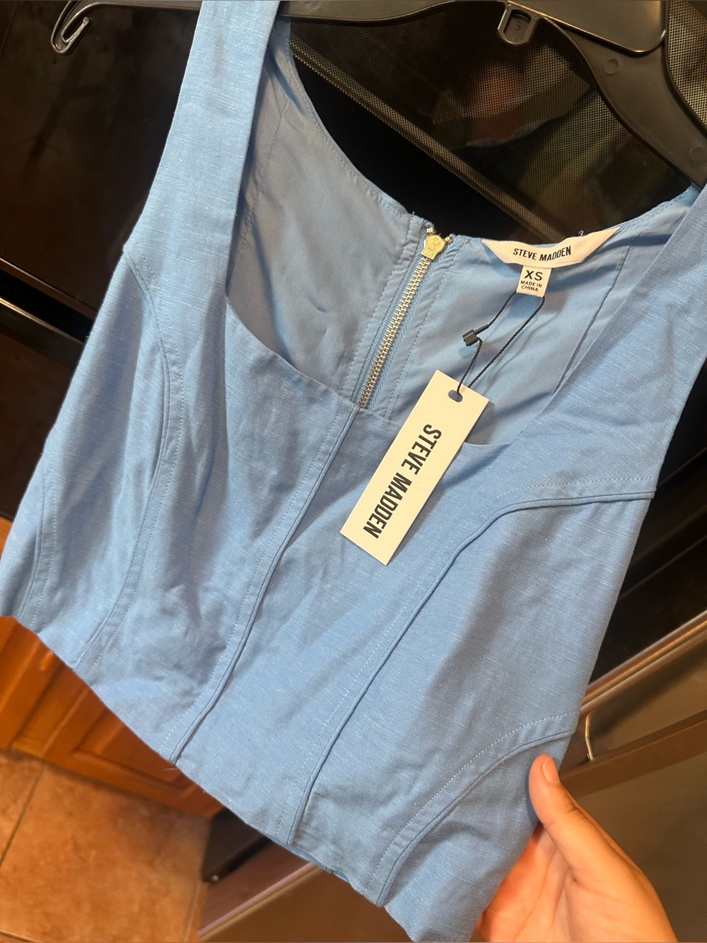 NWT Steve Madden Light Blue Corset Crop Top